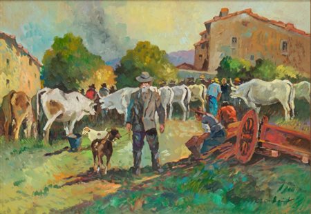 CARLO DOMENICI
(Livorno 1897 - Portoferraio 1981)
, Scena campestre  