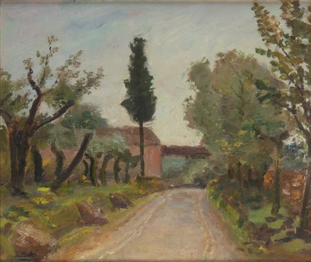 ALBERTO SALIETTI
(Ravenna 1892 - Chiavari 1961)
, Veduta di campagna in Val d'Arno  