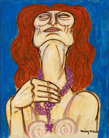 GIUSEPPE MIGNECO
(Messina 1903 - Milano 1997)
, Ritratto femminile 