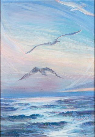 ELICA BALLA
(Roma 1914 - 1993)
, Marina con veduta di gabbiani 