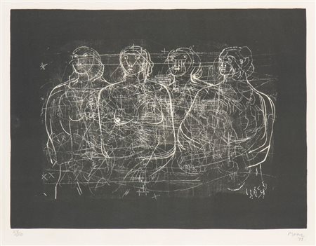 HENRY MOORE
(Castleford 1898 - Perry Green 1986)
, Four Grey Ladies 1973
