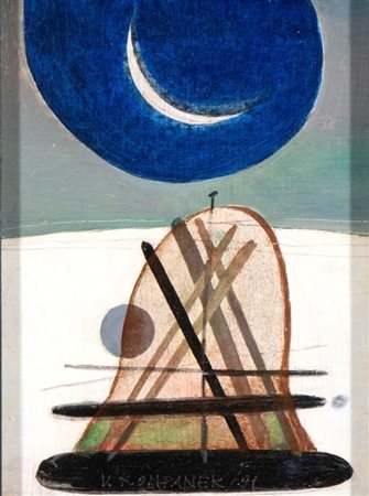 VLADIMIR KOMPÁNEK
(Rajec 1927 - Bratislava  2011)
, Kôpka s mesiacom 1991