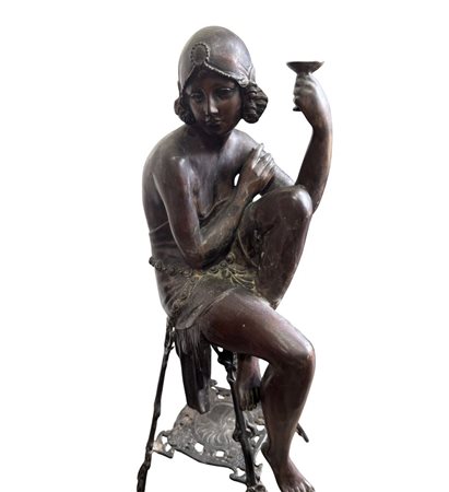 Scultura in bronzo, raffigurante "Il brindisi", periodo prima metà del XX...