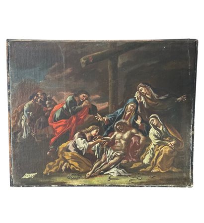 Dipinto olio su tela, periodo XVIII secolo scuola italiana raffigurante "La...
