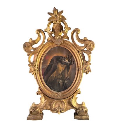 Scultura in legno dorato e intagliato, periodo Luigi Filippo napoletana, con...