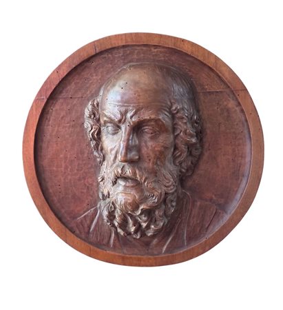 Scultura in legno a basso rilievo, periodo XIX secolo, raffigurante...