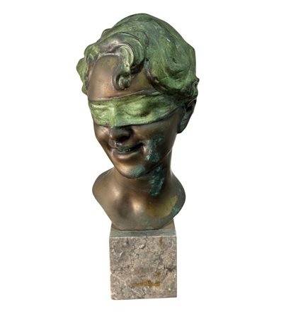 Scultura in bronzo, periodo XIX secolo, raffigurante Dea bendata. Dimensioni:...