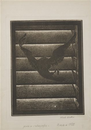 Alberto Martini "Il corvo di Poe - La genčse d'un počme" (1915)
litografia
cm 36