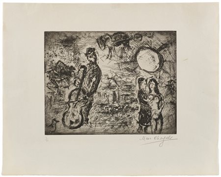 Marc Chagall "Le Violoncelliste du Village" 1967
acquaforte
(lastra cm 24,8x31,4