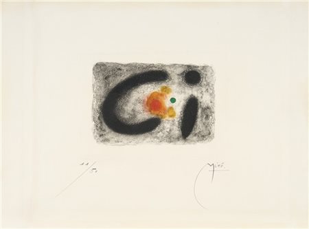Joan Miró "Fusées, tav. n. 4" 1959
acquatinta a colori
(lastra cm 13x18; foglio