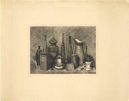 GIORGIO MORANDI "Grande natura morta con la lampada a destra" 1928
acquaforte
(l
