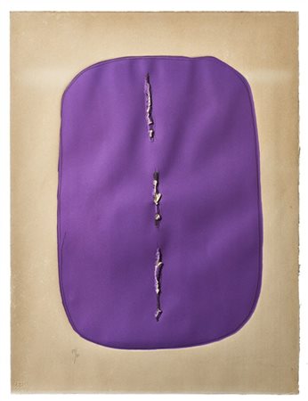 Lucio Fontana "Concetto spaziale" 1968
acquatinta e strappi
cm 64x48,3
Firmata e
