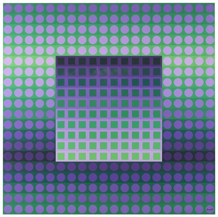 Victor Vasarely "ZETT - I Green - Violet" 1972
multiplo in BASF Luran
cm 100x100