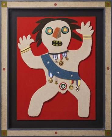 Enrico Baj "Sir James Scott Duke of Monnouth" 1977
multiplo - collage di moquett