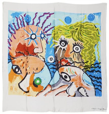 Enrico Baj Enrico Baj 
Foulard in seta
cm 85x83
Firmato in basso a destra a penn