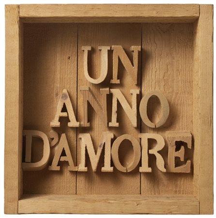Mario Ceroli "Un anno d'amore" 1972
scultura in legno
cm 35,5x35,5x10
Firmata al