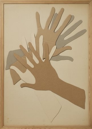 Mario Ceroli "Applausi" (1978 -79)
multiplo - collage di cartoni sagomati
cm 103