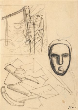 Mario Sironi "Studi e testa" 1919 circa
matita grassa e matita su carta (applica