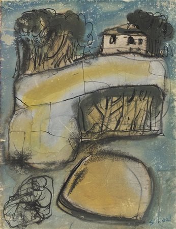 Mario Sironi "Composizione" 1952 circa
tempera, tempera diluita, matita grassa,