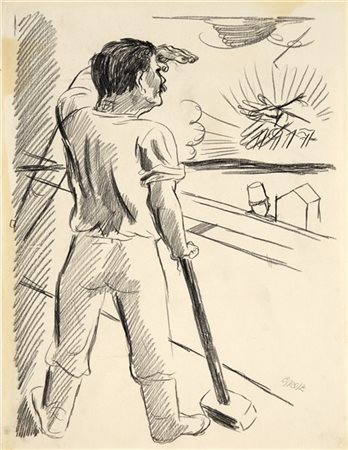 GEORGE GROSZ "1917" 1924
matita grassa su carta
cm 60,2x46
Firmato in basso a de