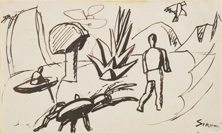 Mario Sironi "Composizione" 1919 circa
china su carta
cm 13,5x22,2
Firma apocrif