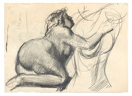 Mario Sironi "Figura e studio di nudo femminile" 1940 circa
matita grassa e mati