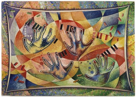 Cesare Andreoni "Il paese del cieco" 1935 circa
olio su cartoncino
cm 49,3x69,5