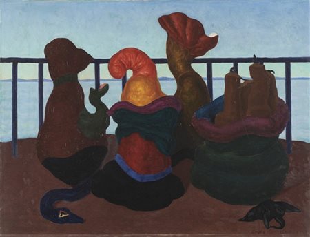 Leone Minassian "Cose in riva al mare" 1950
olio su tela
cm 56x72,5
Firmato e da