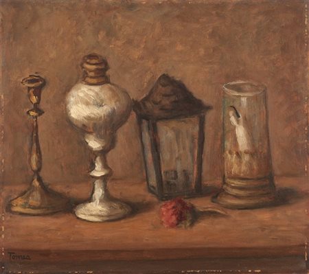 Fiorenzo Tomea "Lanterne" 1943
olio su tavola
cm 35,5x40
Firmato in basso a sini