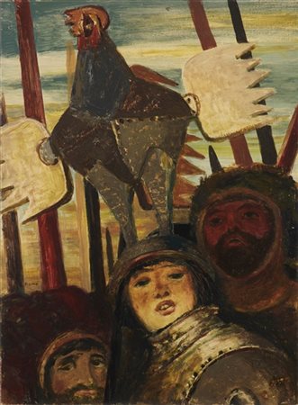 Salvatore Fiume "Scene teatrali" 1955
olio su masonite
cm 70x52
Firmato in basso