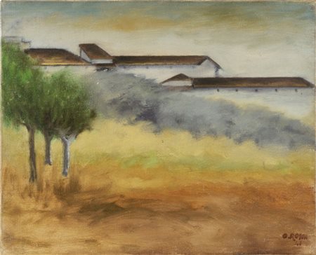Ottone Rosai "Paesaggio" 1941
olio su tela
cm 40,2x49,7
Firmato e datato 41 in b