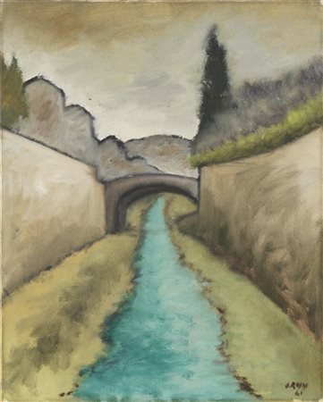 Ottone Rosai "Paese" 1941
olio su tela
cm 49,8x40,2
Firmato e datato 41 in basso