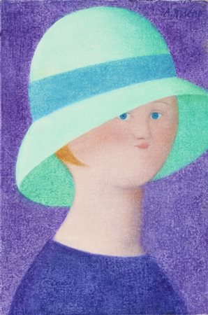Antonio Bueno "Figura con cappello" 1975 circa
olio su cartone
cm 30x20
Firmato