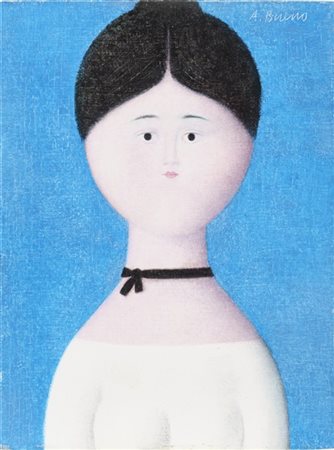 Antonio Bueno "Senza titolo (Monica)" 1974 circa
olio su tavola
cm 23,5x18
Firma
