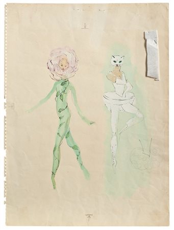 Leonor Fini "Costume design for two dancers" 1965 circa
acquerello, tecnica mist