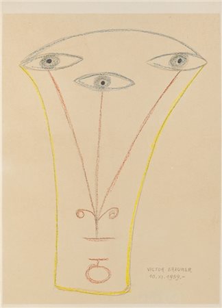 VICTOR BRAUNER "Senza titolo" 1959
pastelli su carta
cm 28,7x19,4
Firmato e data