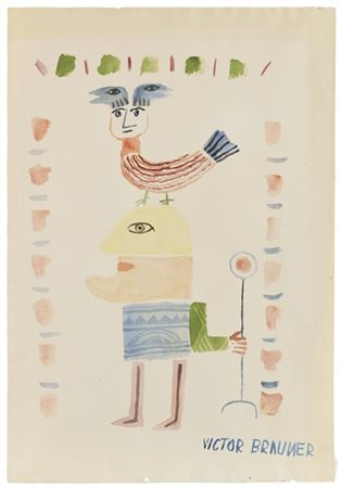 VICTOR BRAUNER "Senza titolo" 
acquerello su carta
cm 48x33,5
Firmato in basso a