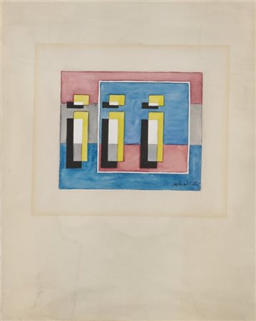 Mario Radice  "Composizione C.F.S 120" 1940  tempera su carta