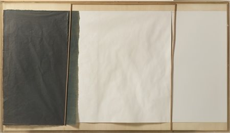 SANDRO DE ALEXANDRIS "L'ardesia sparge il grigio" 1983-84
carte, legno e acquare