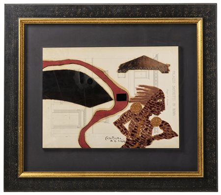 Carol Rama "Senza titolo" 2004
cuoio borchiato, camera d'aria, smalto, pennarell