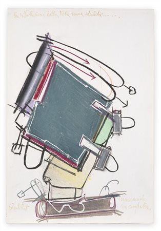MATTIA MORENI "Umanoide con computer" 1996
pastello e olio su carta
cm 71,5x49
F