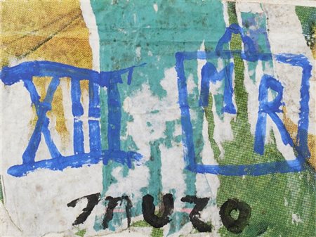 Mimmo Rotella "Muro" 1990
décollage e sovrapittura su tela
cm 18x24
Siglato e ti