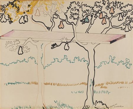 Renato Mambor "La raccolta delle pere" 1966
pennarello su carta
cm 70x85
Firmato