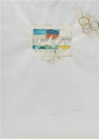 Mario Schifano "Senza titolo" 1977
pennarelli, grafite e collage su carta
cm 100