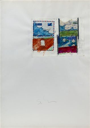 Mario Schifano "Senza titolo" 1977
pennarelli, grafite e collage su carta
cm 100