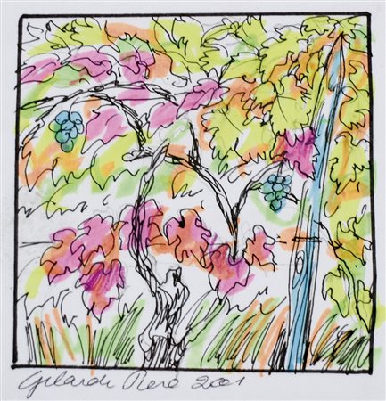 GILARDI PIERO Torino 1942 Progetto 2001 tecnica mista su carta 9x9 firma e...