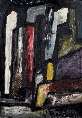 BOLDRINI GUSTAVO Venezia 1927 - 1988 senza titolo olio su cartone 100x70...