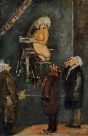 PIACESI WALTER Ascoli Piceno 1929 Pubblicità erotica contemporanea 1978 olio...