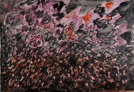 GUIDI VIRGILIO Roma 1892 - Venezia 1984 Tumulto 1963 olio su tela 35x50 firma...