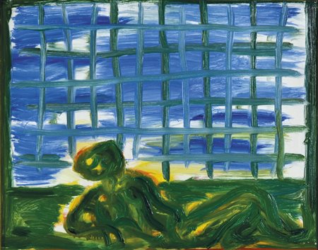 GUIDI VIRGILIO Roma 1892 - Venezia 1984 Uomo nello spazio 1969 olio su tela...